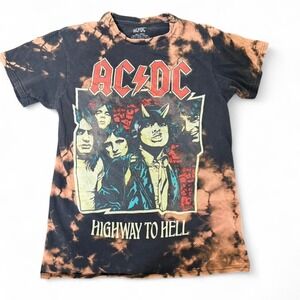 AC/DC Highway To Hell Graphic T-Shirt Bleach Tie-Dye Size S